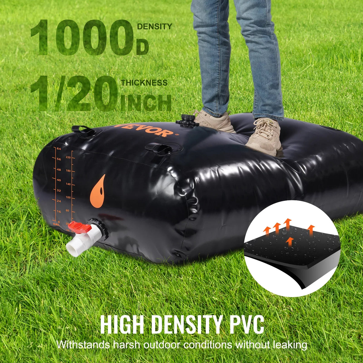 Bladder Storage Bag,143 Tank Gallon Bladder Storage Water Including and Portable Kit,Water Spigots Water Rainwater Overflow Large PVC Capacity Water BENTISM Containers,1000D