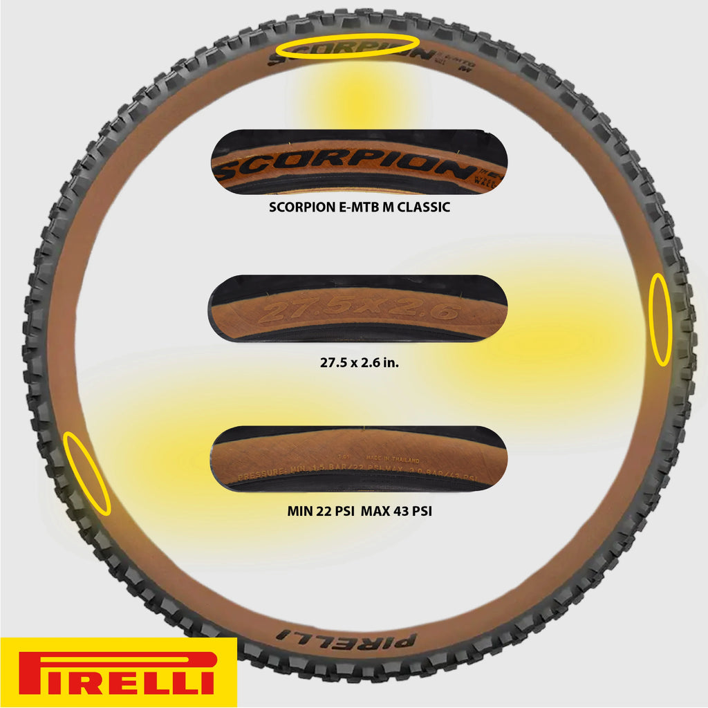 and x SmarTUBE Ready Bicycle for 23/32-622 E-MTB Use, Mountain M Tire Pirelli Terrain, 2.6 E-Bike Mixed TLR Bike Tubeless 27.5 MTB, Tire, + Trail Scorpion Versatile E-Mountain Enduro Clincher