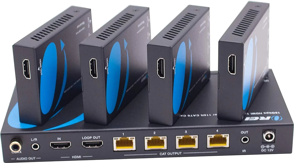 With 115 Over Multiple - IR Remote Management 4:4:4 4K@60Hz Single 4K Ft Extender Loop Up HDCP - by Cable to Latency Support 1x4 Out - HDMI - EDID Full OREI Splitter Low CAT6/7 2.2