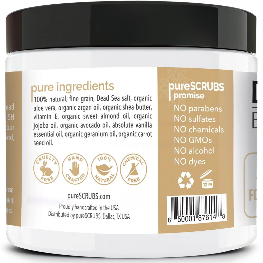 Bar & Wooden Body Spoon, SCRUB Organic Organic 16oz Oils Nutrients Mini Pure Exfoliating + FREE Set Essential Dead Loofah With Soap Scrub pureSCRUBS VANILLA & - BODY Large Salt Infused - Sea Premium