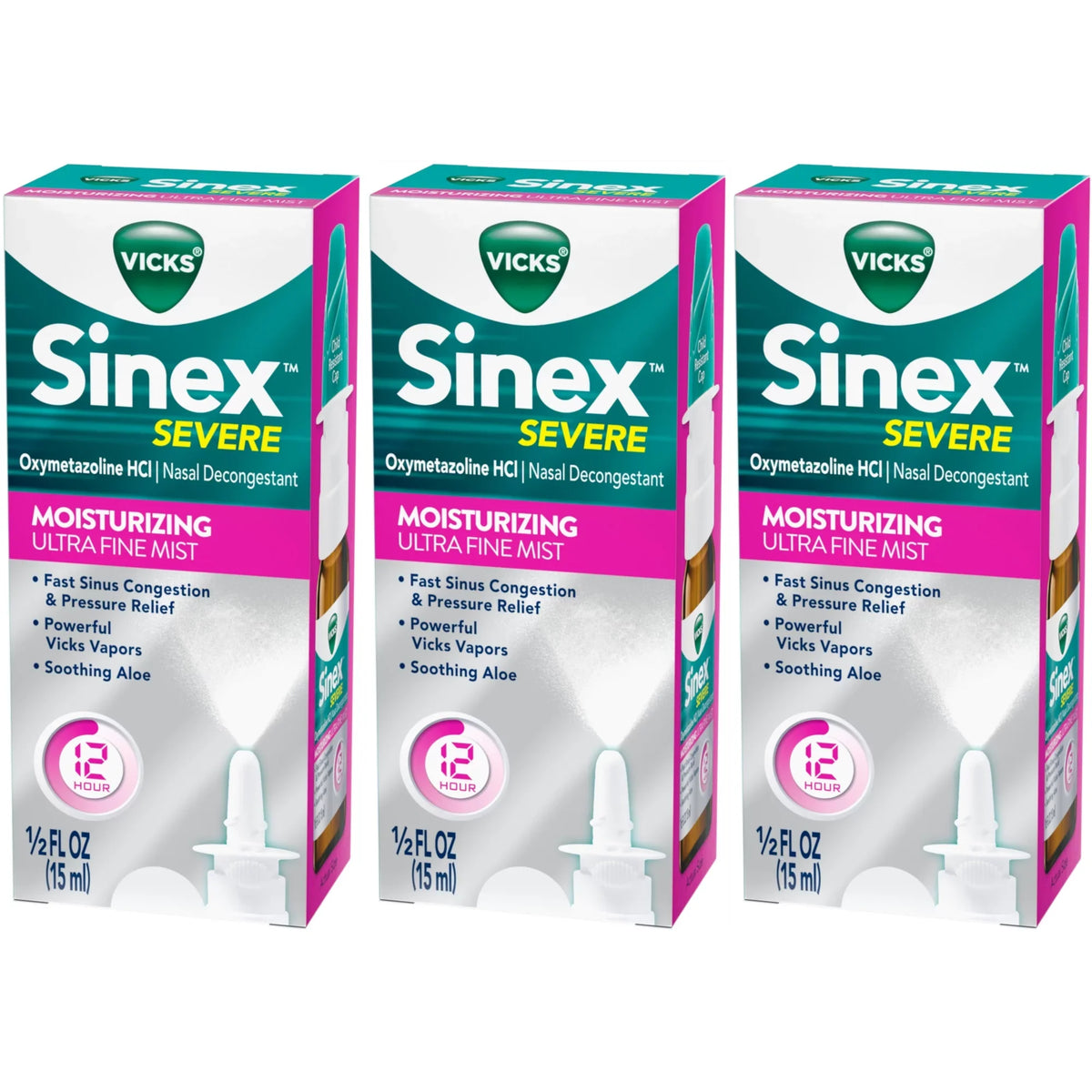 0.5 Aloe 3 Each Vicks Ounces Moisturizing Mist, Severe Ultra Pack Sinex Fine
