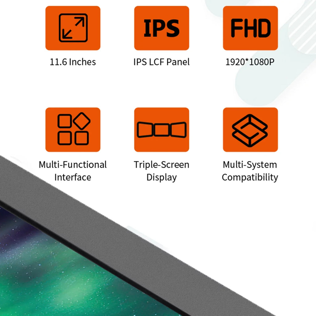 GTMEDIA 11.6-inch Screen Monitor for Display Monitor Dual Full X Portable IPS Mate Laptop, GTMEDIA 1080P HD