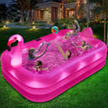 Pool up for Family Inflatable Backyard,Outdoor Blow Large Pool Inflatable Swimming Flamingo Kids,Adults with Pool Pool, 105"x65"x25" Lights, Solar Kiddie Durable Inflatable 2024 Thickened for Pool,