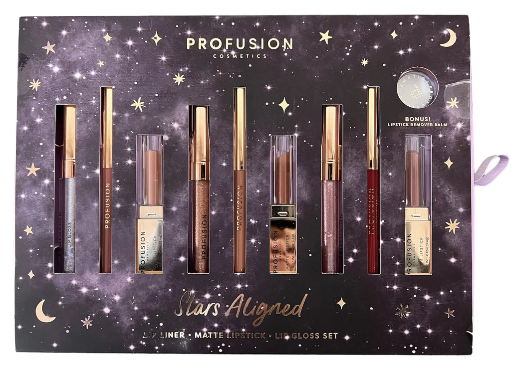 Set, Lip Set Liner, Lip Lip Gloss Aligned, Matte Lipstick and Stars Profusion