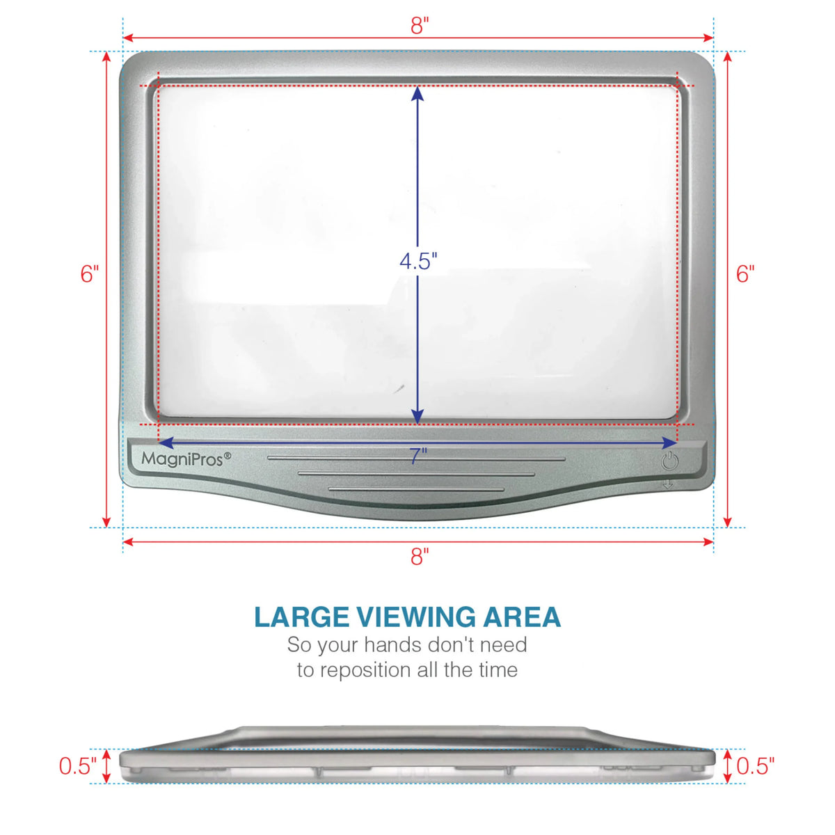 to for Aging Page 5X for Strain-Perfect Eye Small Magnifier Reduce Print, Large Seniors LED Eyes, & MagniPros & Low Vision Reading Anti-Glare Lens