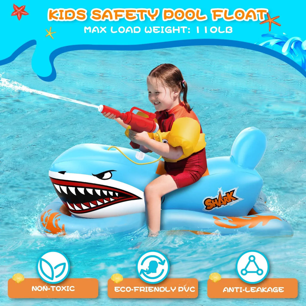 Waterpistol Kid Kids,Shark Girls Boys Pool for Ride-on 3-12 Game Pool Toys Floats Pool Age with for
