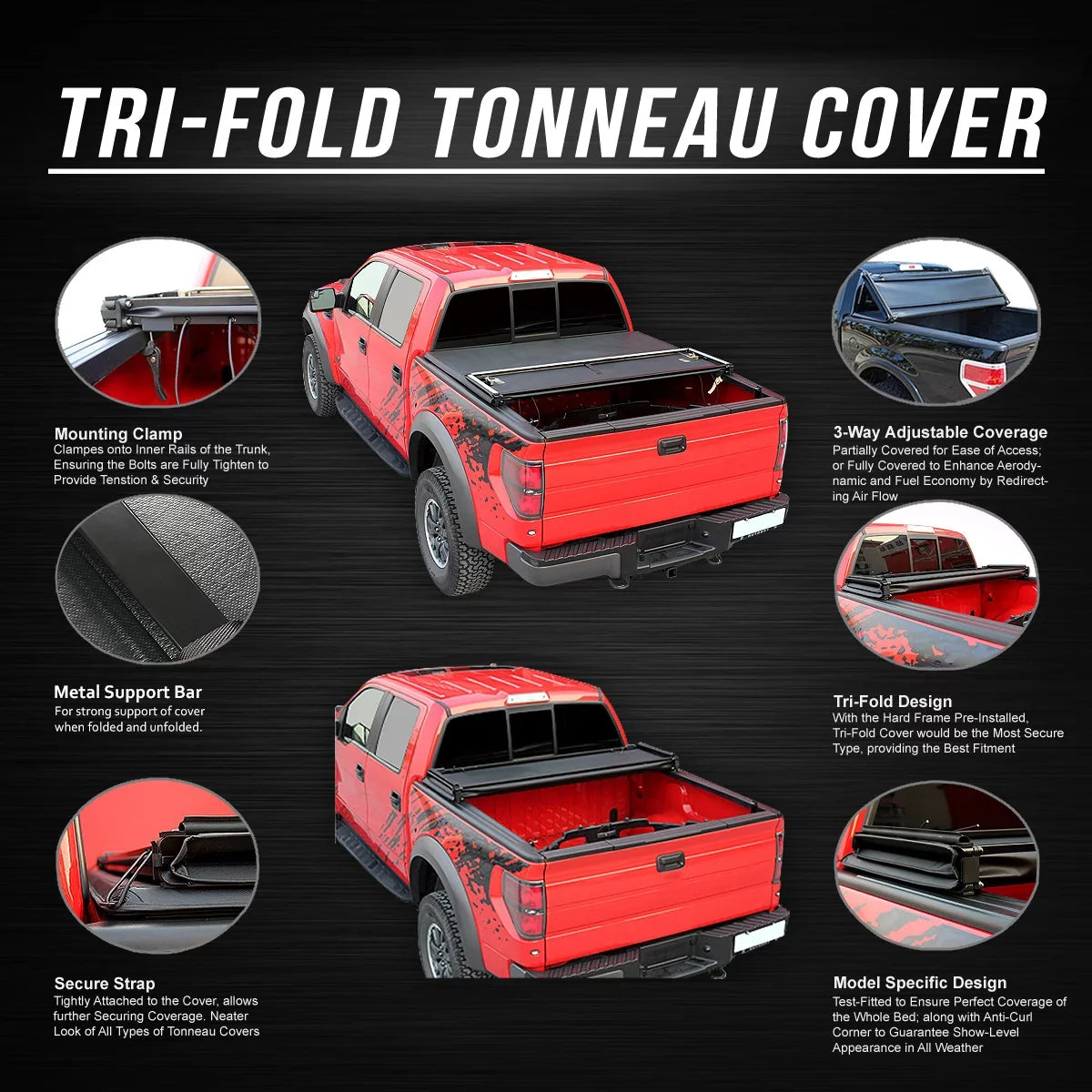 Bed Ft 97 Tri-Fold Top 02 Ford Tonneau 03 1993 Soft to 96 95 Short Cover 2004 6 00 99 TTC-TRISOFT-008 Ranger For Flareside 98 DNA 01 Motoring 94