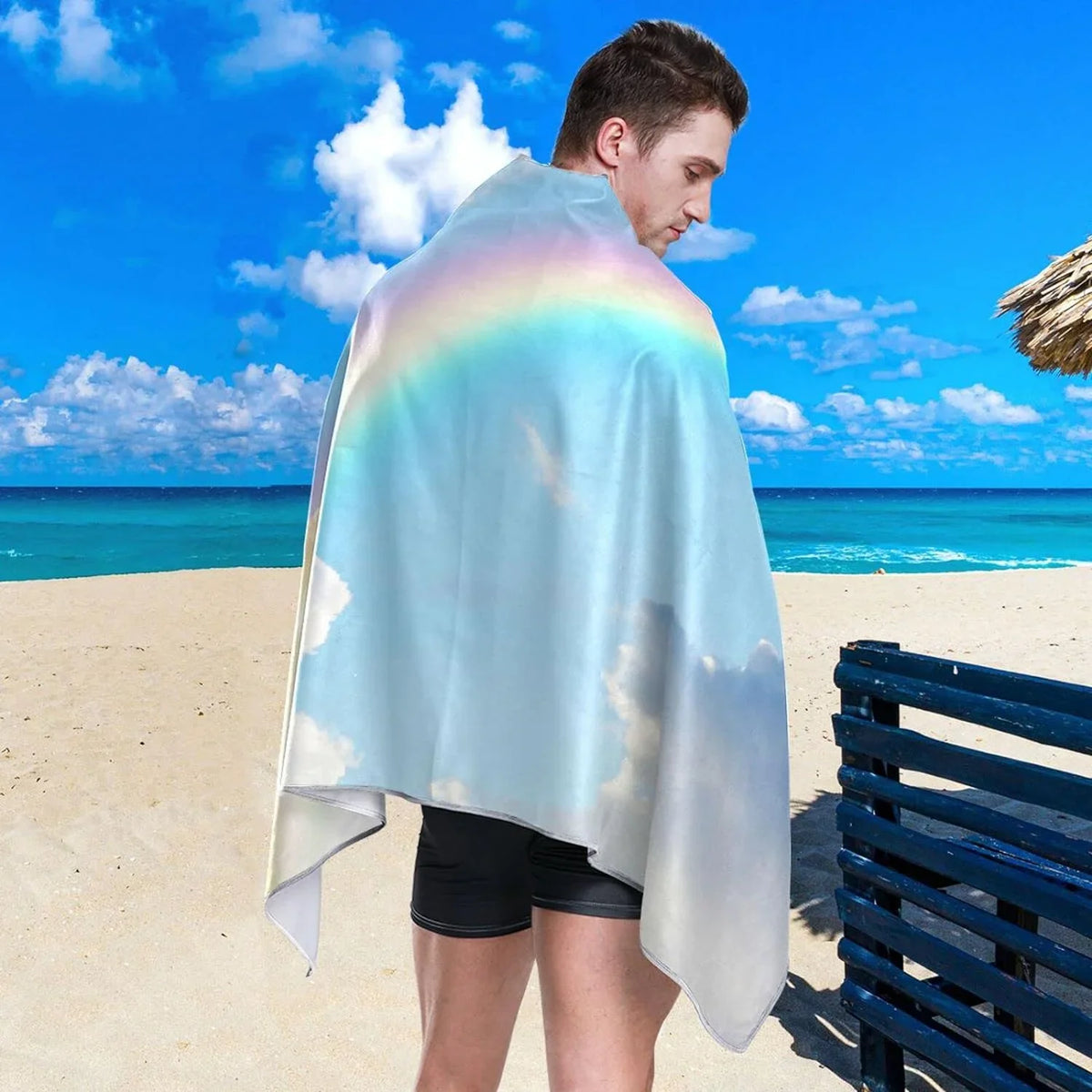 Swimming Rainbow Compact Bestwell - Beach Camping for Quick Towel Oversized Absorbent Travel Super Beautiful Dry Towels Lightweight Holiday（282） Towel -