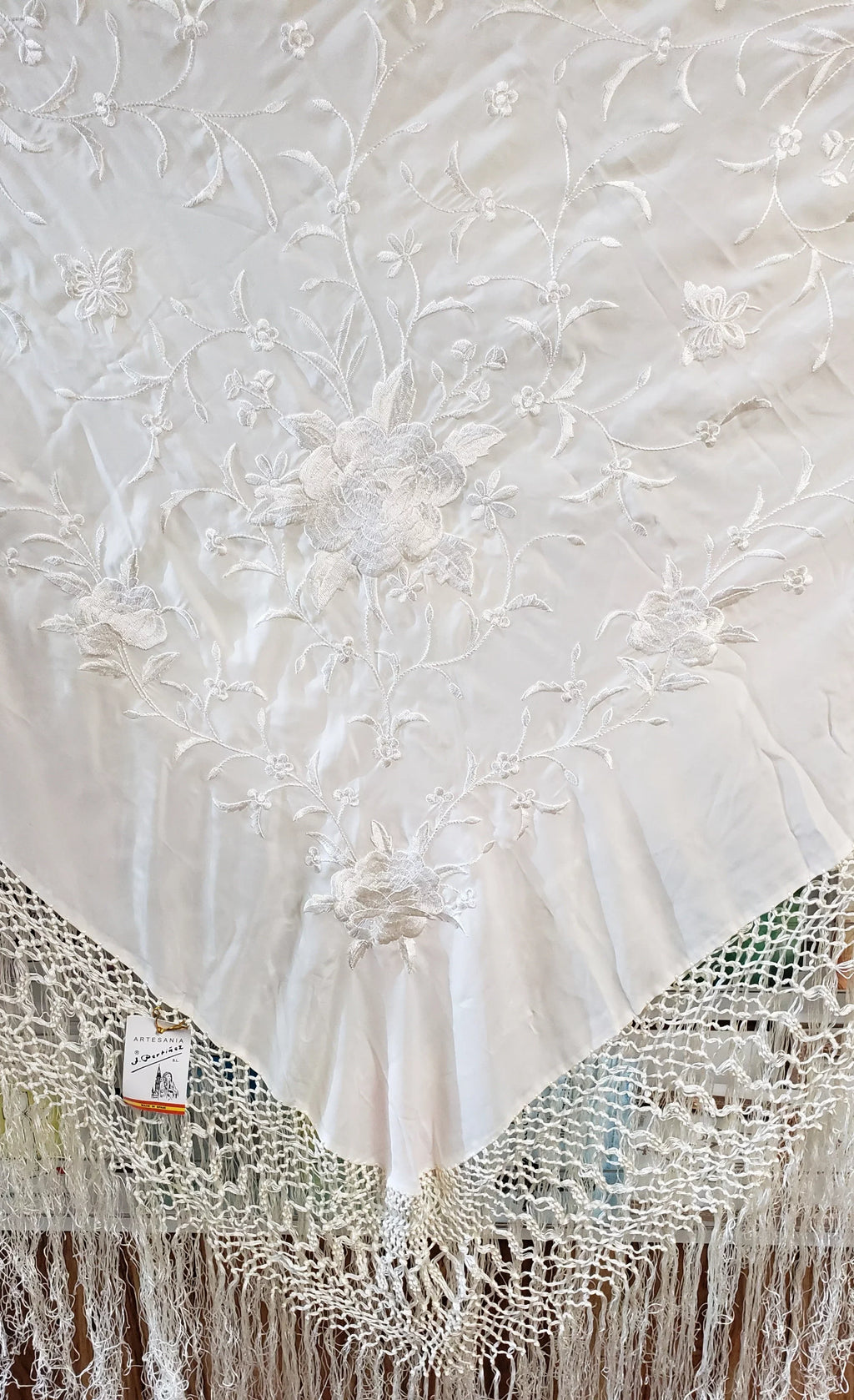 Champagne Silk Manila Wrap Spanish Canton Shawl Stole Manton De