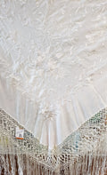 Champagne Silk Manila Wrap Spanish Canton Shawl Stole Manton De