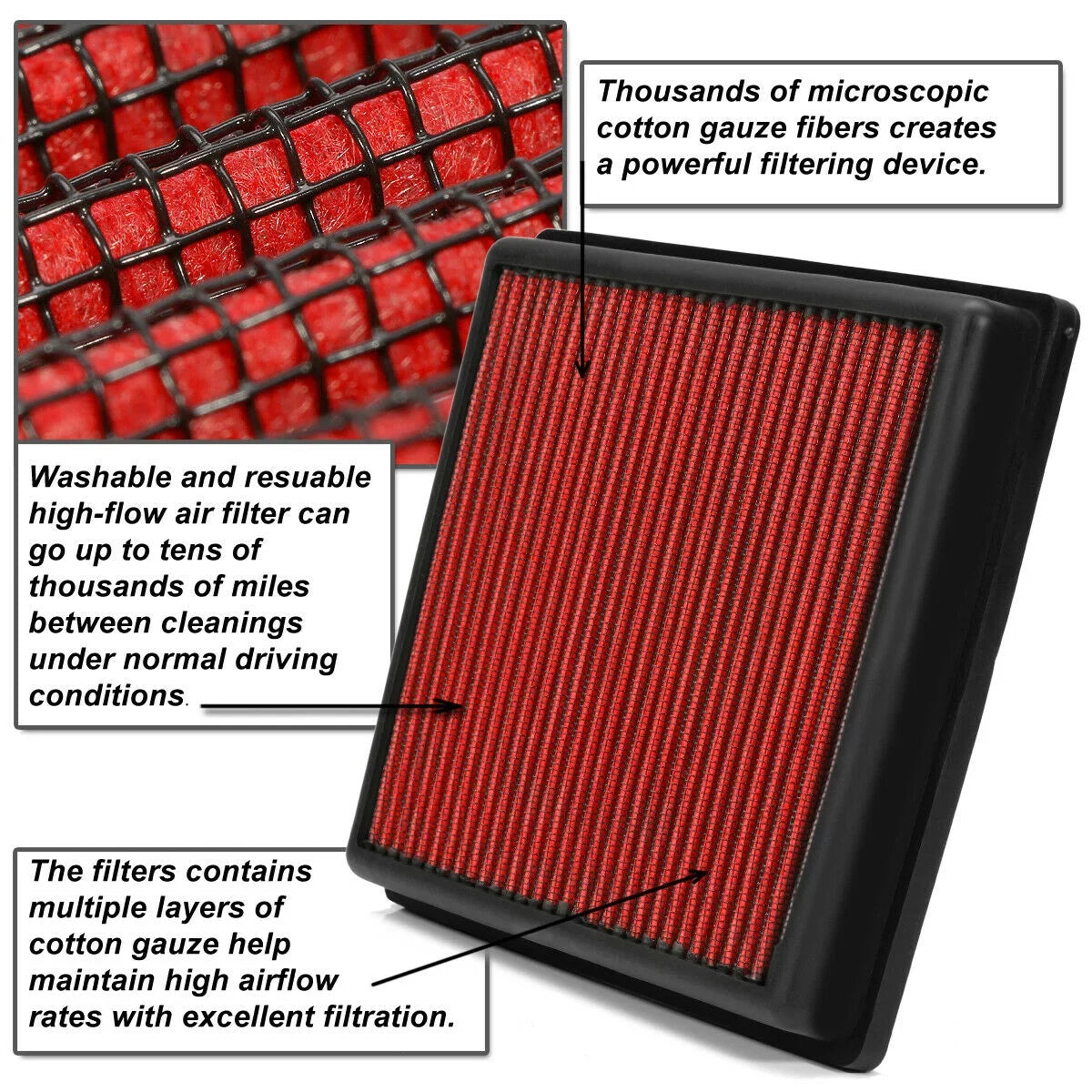 3.5 2010-2016 Drop-In Air Panel Lexus For Dry Red Reusable Filter Toyota