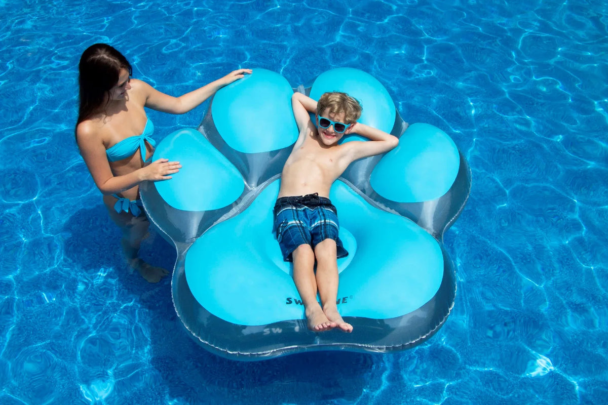 Swimming Island Float Inflatable Pool 61" Pawprint Blue