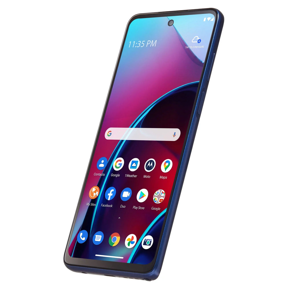 Prepaid Motorola 4G by Smartphone Moto Blue- to by (2022), 128GB, Verizon Total Stylus [Locked G Total Verizon]