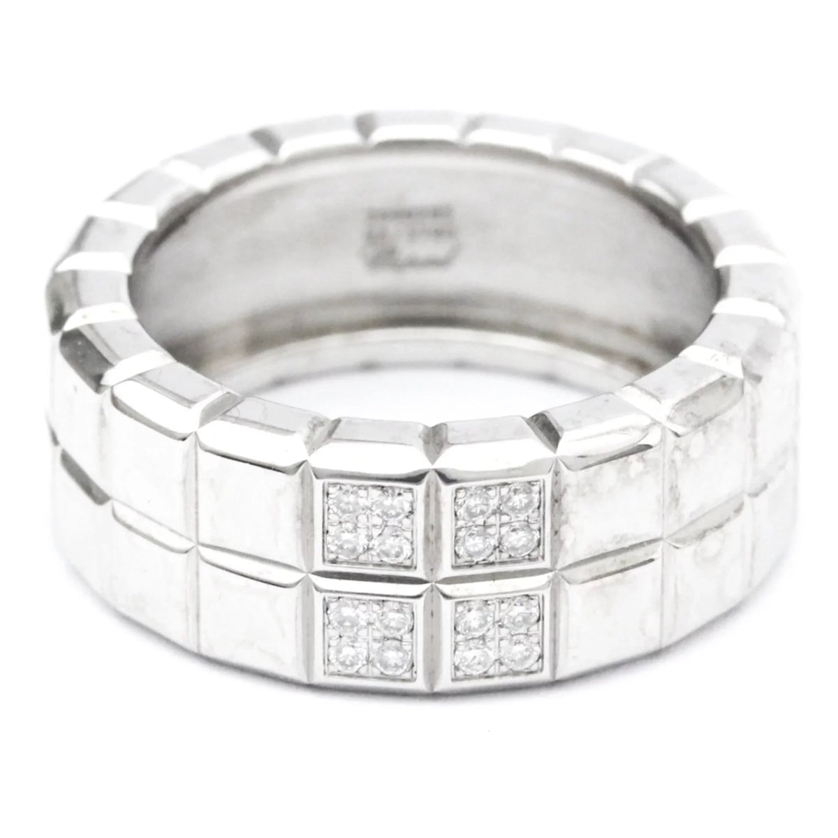 Ice 82/3790 Chopard White (Good) Gold Diamond Ring Band Cube Fashion Pre-Owned (18K)