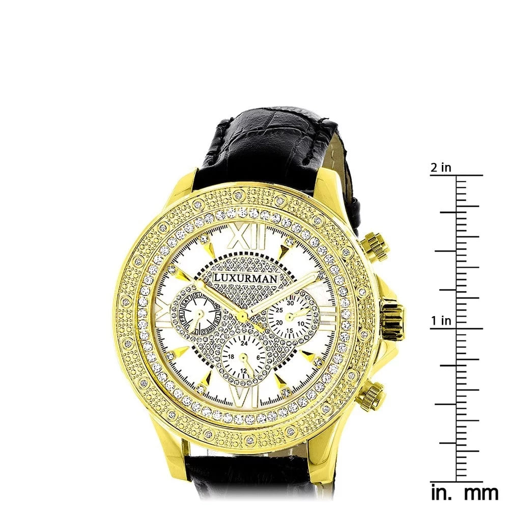 Leather Two Men's Black Watch Straps Diamond Extra with