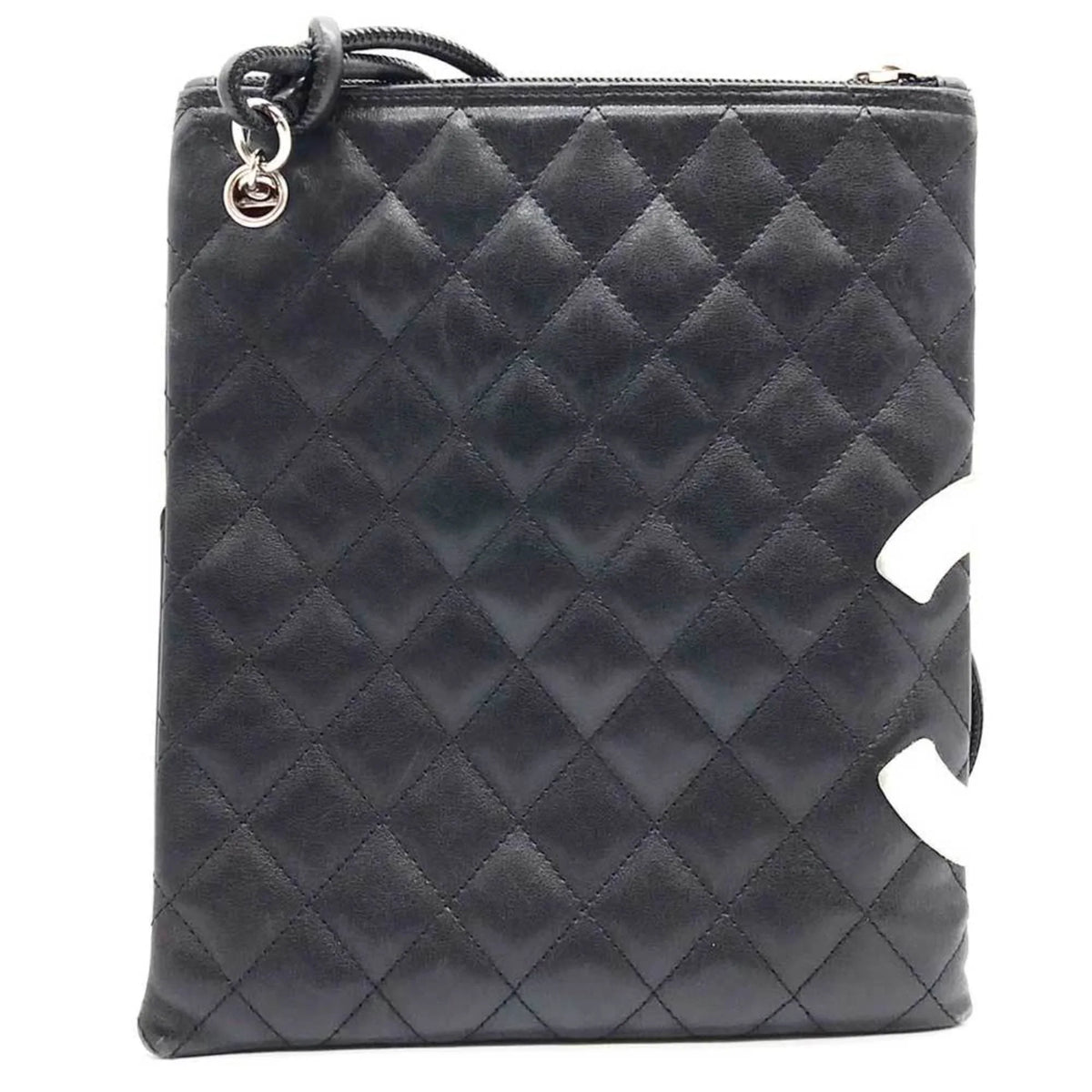 Black Cambon Pre-Owned Shoulder 100s Line (Fair) CHANEL Bag Leather