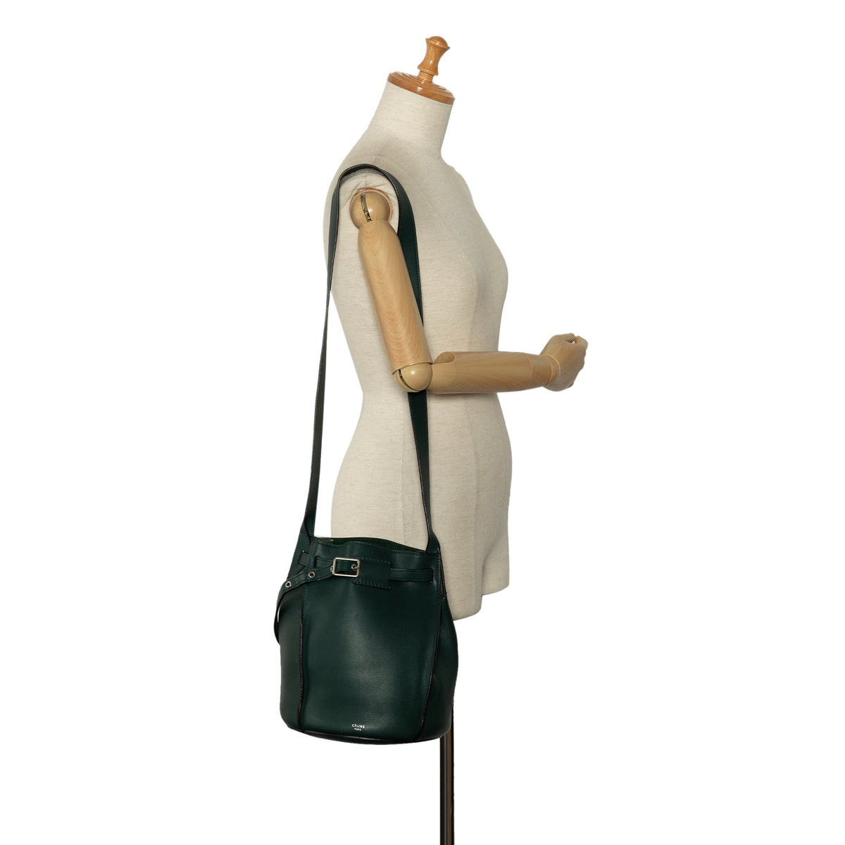 Bag Green (Good) DrawstringBag Pre-Owned Bucket Unisex Calf Bag Big Leather Authenticated Celine Bucket