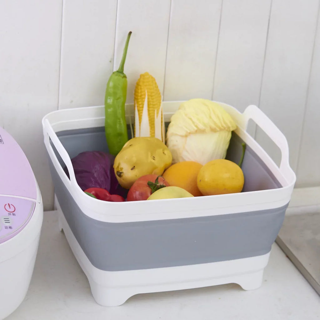Plug(Gray) Tub,Washing Portable Draining with Tub 2.4 Sink,Folding Imoment Gal(9L) Basin Dish Laundry Collapsible