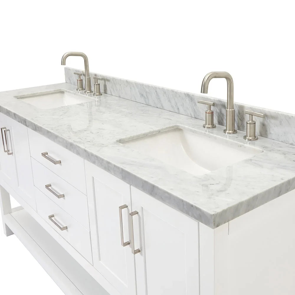 Vanity White Ariel 73" Magnolia Set Double Standing Basin - S073dcwrvo Free