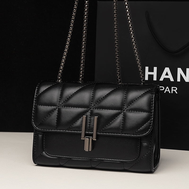 Bag Quilted PU Strap Women‘s Lightweight Leather Argyle Crossbody Pattern Purse Chain Chic MICHROE Luxury Shoulder With