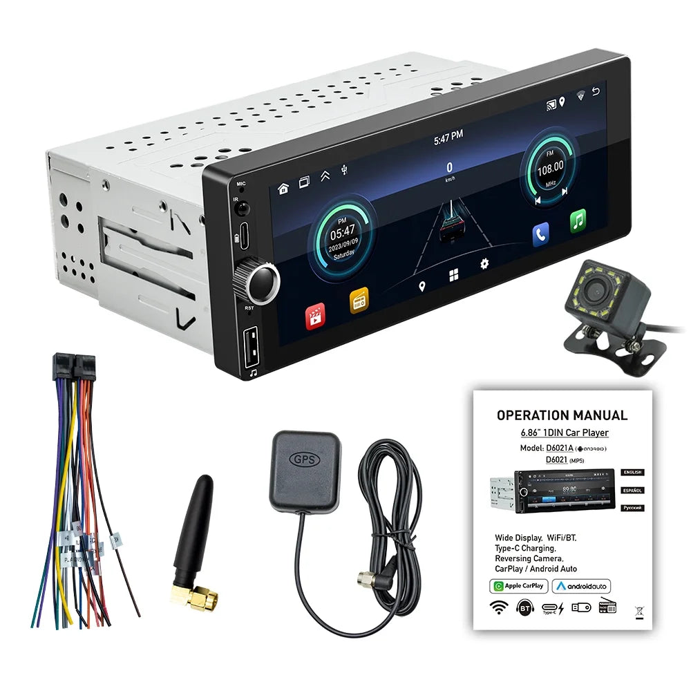 '+ Auto 13 GPS Android Screen AHD Wireless - Din Android [2+32G] 7 Microphone Link Radio inch Single Stereo Car WiFi, Camera Mirror Navigation, and - Backup Touch