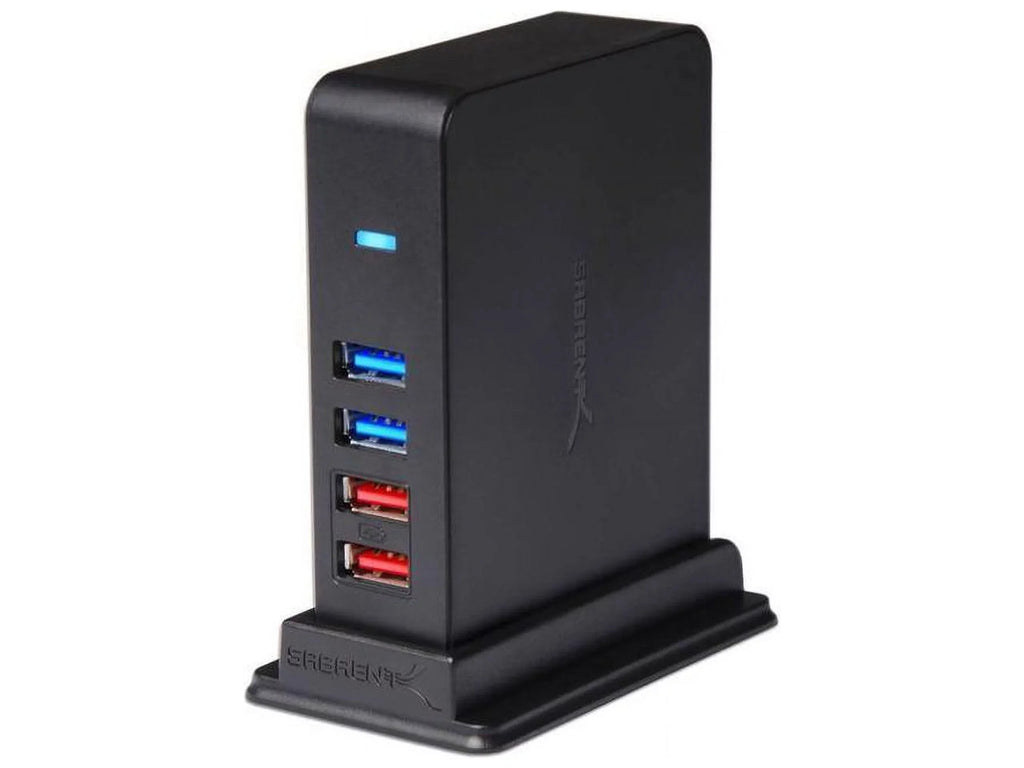 12V/4A Charging Power with [Black] HUB USB 2 3.0 Port 7 (HB-U930) + SABRENT Ports Adapter