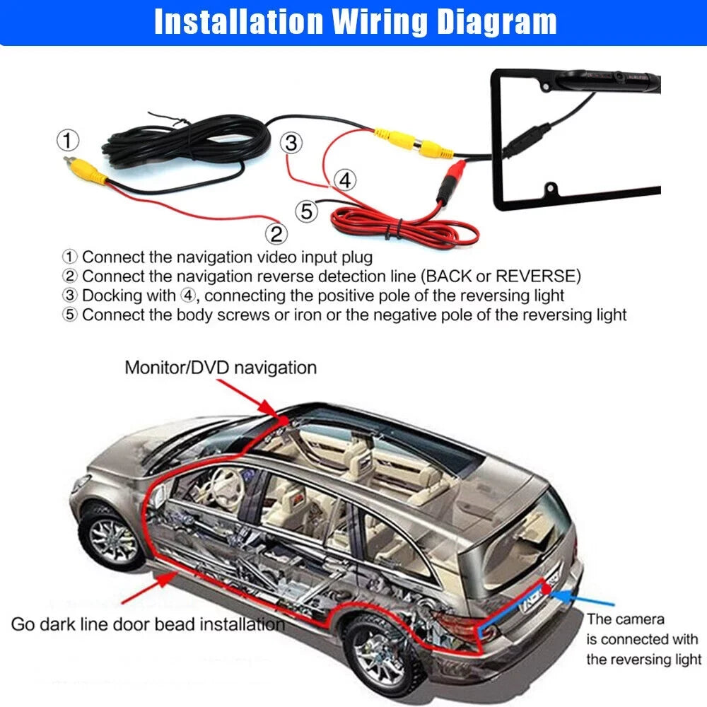 Camera Backup Vision Car Night - License View Plate Frame Rear