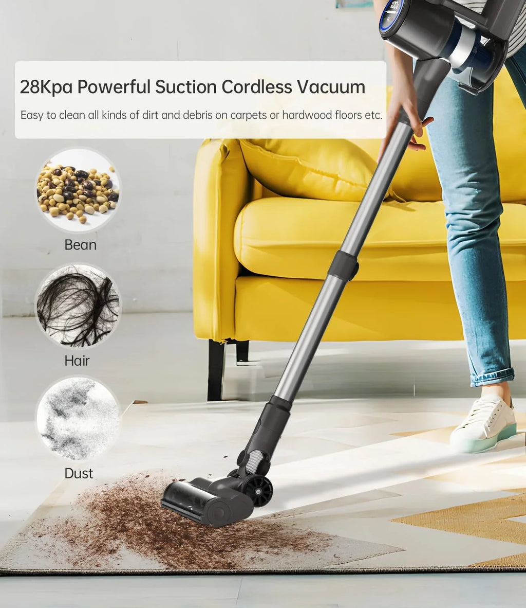 and Mins Home Carpet, Hardwood Stick for Cordless 50 28KPA, Vacuum Vacuum RunTime Cleaner 7 Modes, Cleaners Floor Cordless Pet with Cleaner Power Hair Vacuum