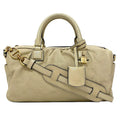 Pre-Owned Champagne Boston (Good) Gold Loewe Handbag Leather LOEWE 2way Lame Anagram Women's