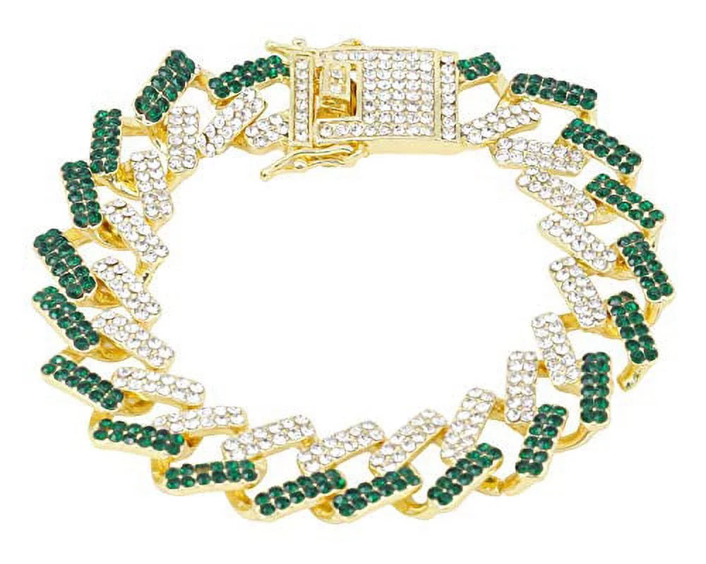 Green) Money Silver Bracelet Bling-ed Gold Watch Out Round - Luxury ZZ Mens (L0504DXB Out w/Bling-ed