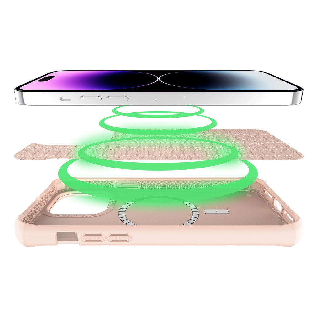 MAGSAFE LIGHT - CASE ITSKINS FOR COMPATIBLE - 14 (6.1") RECYCLED SILK SPECTRUM-R PINK MATERIALS 100% IPHONE SERIES PRO - -