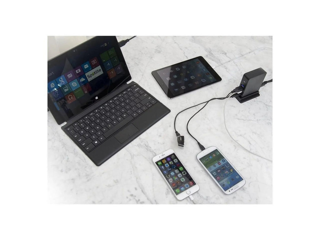 12V/4A Charging Power with [Black] HUB USB 2 3.0 Port 7 (HB-U930) + SABRENT Ports Adapter