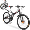 Speed/Carbon MTB Folding Steel Mountain High-Carbon Absorbers Bike, Inch Red City & Fiber Upgraded Zacro Disc Dual Brake Bikes, Shock 26 24 Road Wheels Bicycle,