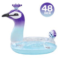 Beach Fun Inches Raft 48 Inflatable Peacock Water Swimming Pool Decorative Lounge Valves Party with Ionale for Summer Kids Glitter Fast Designed Toys Game