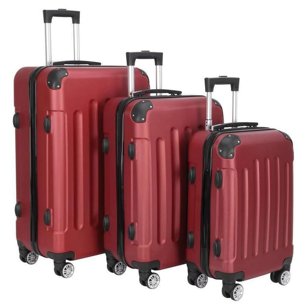 Set TSA Wine Lock, ABS Red, with Trolley 3-Piece Luggage