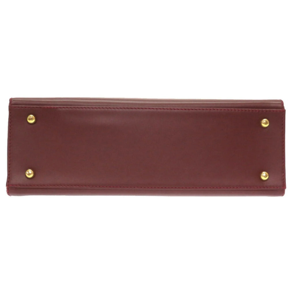 Pre-Owned must red bordeaux (Good) line Cartier leather handbag