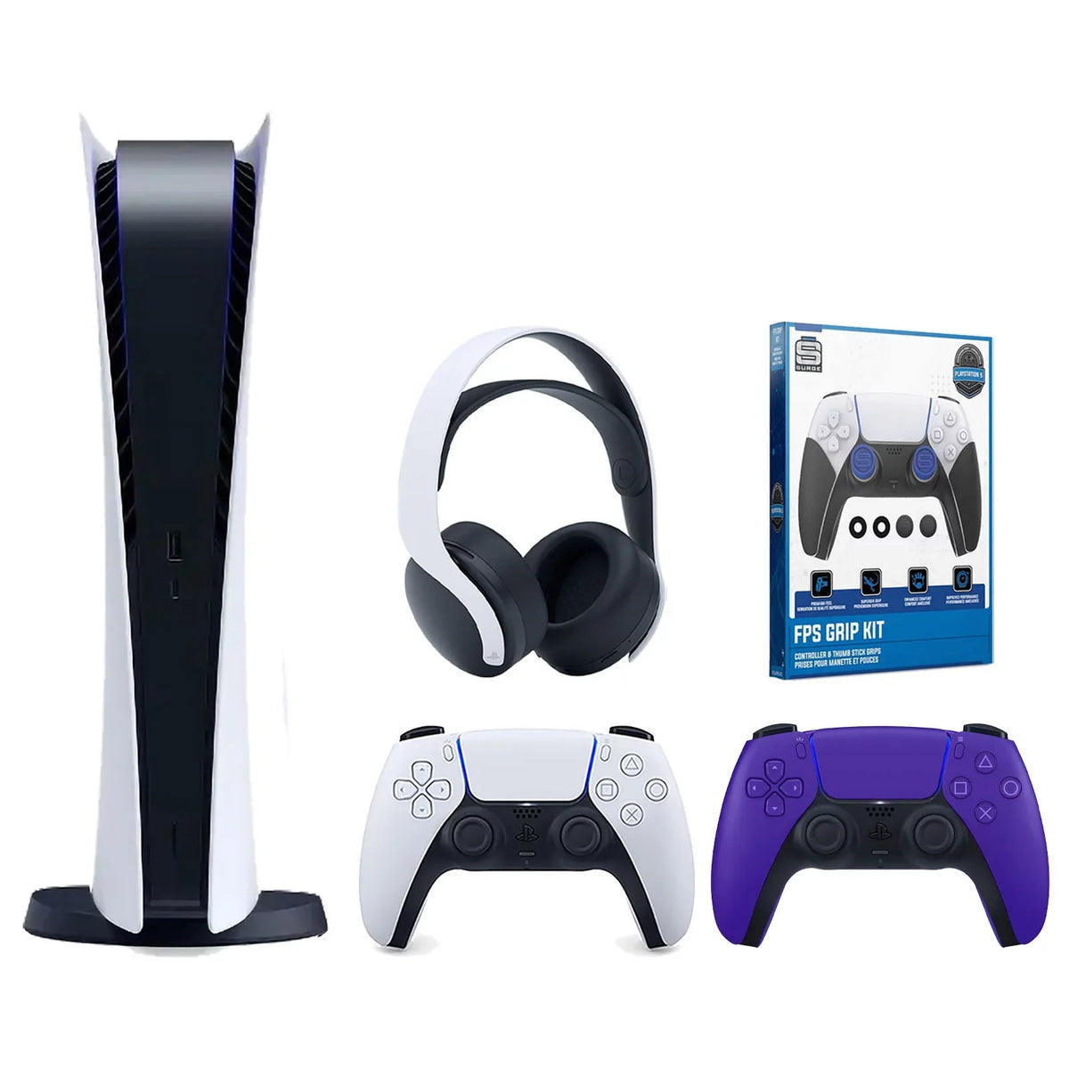and FPS Bundle with Grip Extra Digital 3D 5 Sony PULSE Headset White Console Surge With Playstation Purple Precision Rings Edition Kit Controller, Aiming