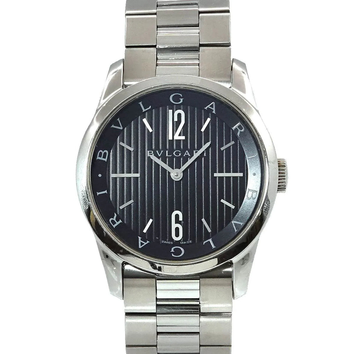 Bulgari ST37S BVLGARI Solotempo Men's Watch Dial (Good) Black Pre-Owned Quartz