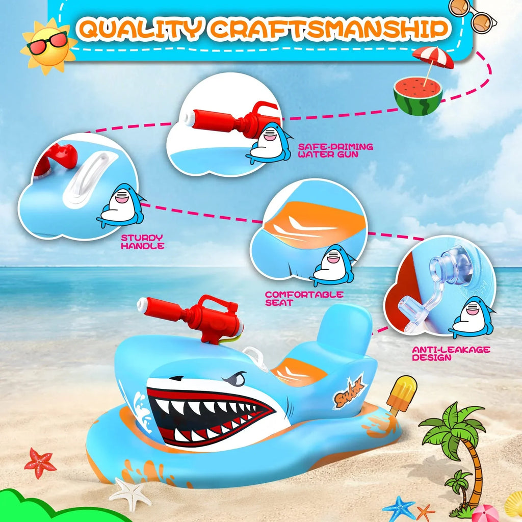 Waterpistol Kid Kids,Shark Girls Boys Pool for Ride-on 3-12 Game Pool Toys Floats Pool Age with for