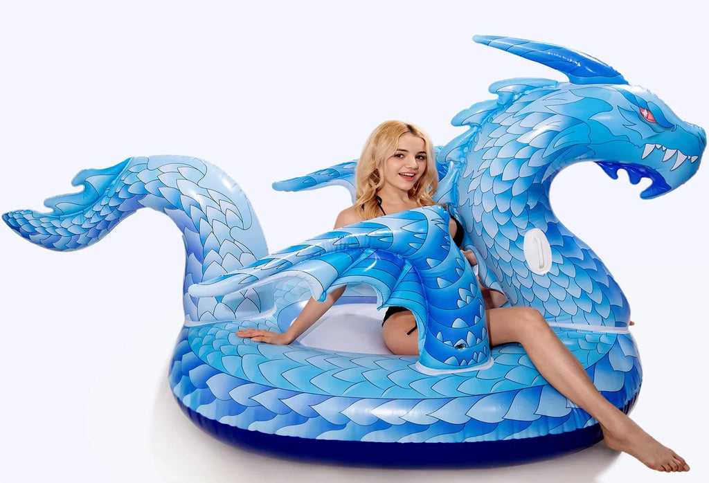 Feet Raft Floatie On Cool Giant Summer for Float) Adults Kids Inflatable Long Dragon Ride and Pool Float, Pool (Dragon Faster Float Lounge Pool Party with 9 Valve, DreambuilderToy Dragon Beach