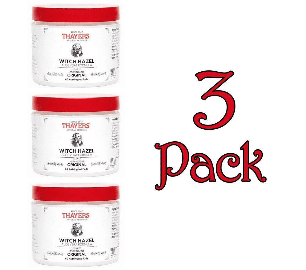Vera Witch Thayers 3 Hazel Aloe Pack Pads Original 60 Astringent Ct Formula
