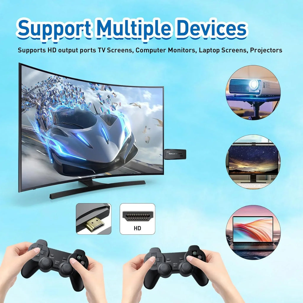 Retro Emulators,Plug for Port,2 Video Emulator Preloaded Games,9 Stick and Gamepads(64G) Classic Wireless Stick HDMI - Support 4K TV,Nostalgia Play 12000+ Console Retro Game Games