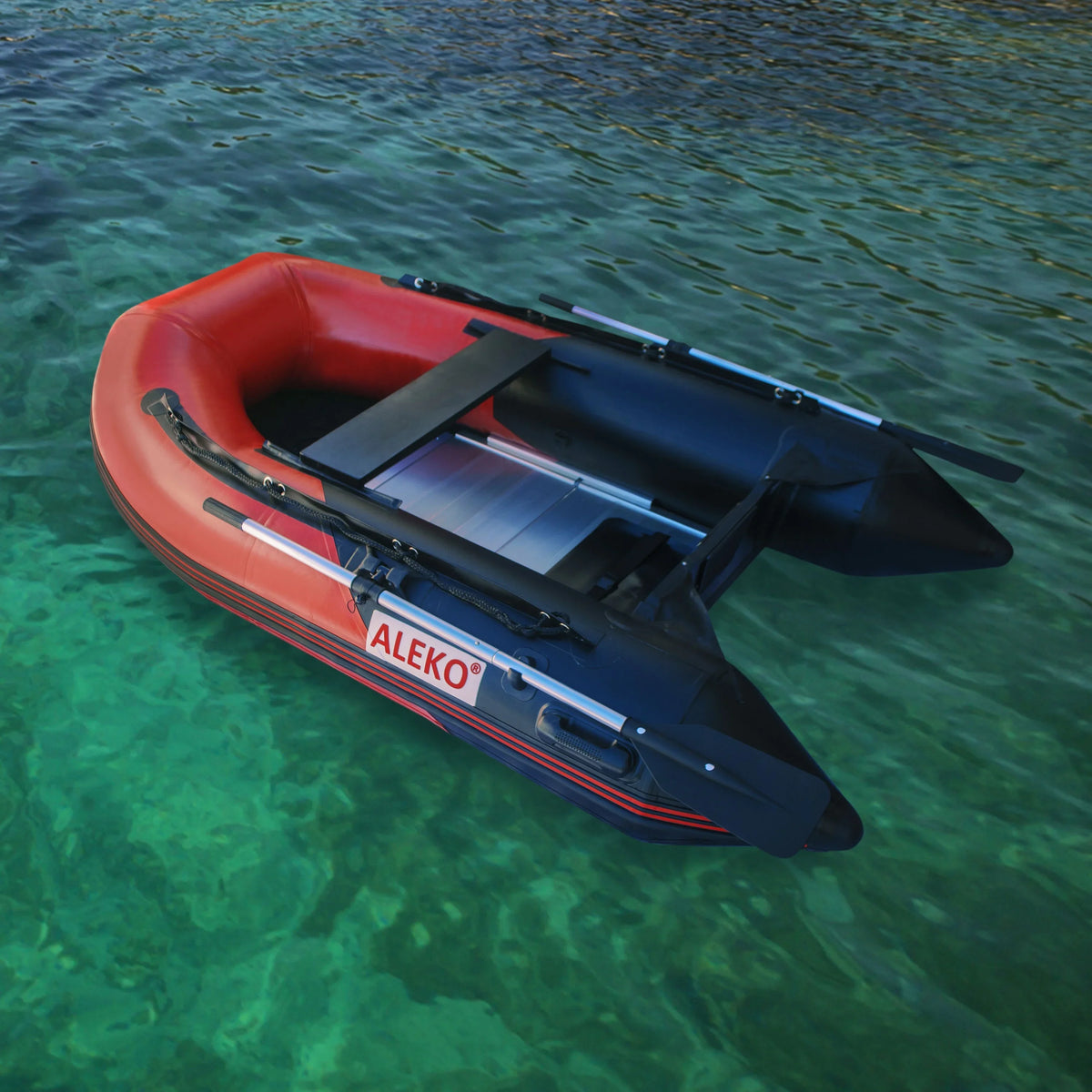 with BT250RBK Red - feet 8.4 Floor Boat Aluminum Black Person 3 Inflatable and ALEKO
