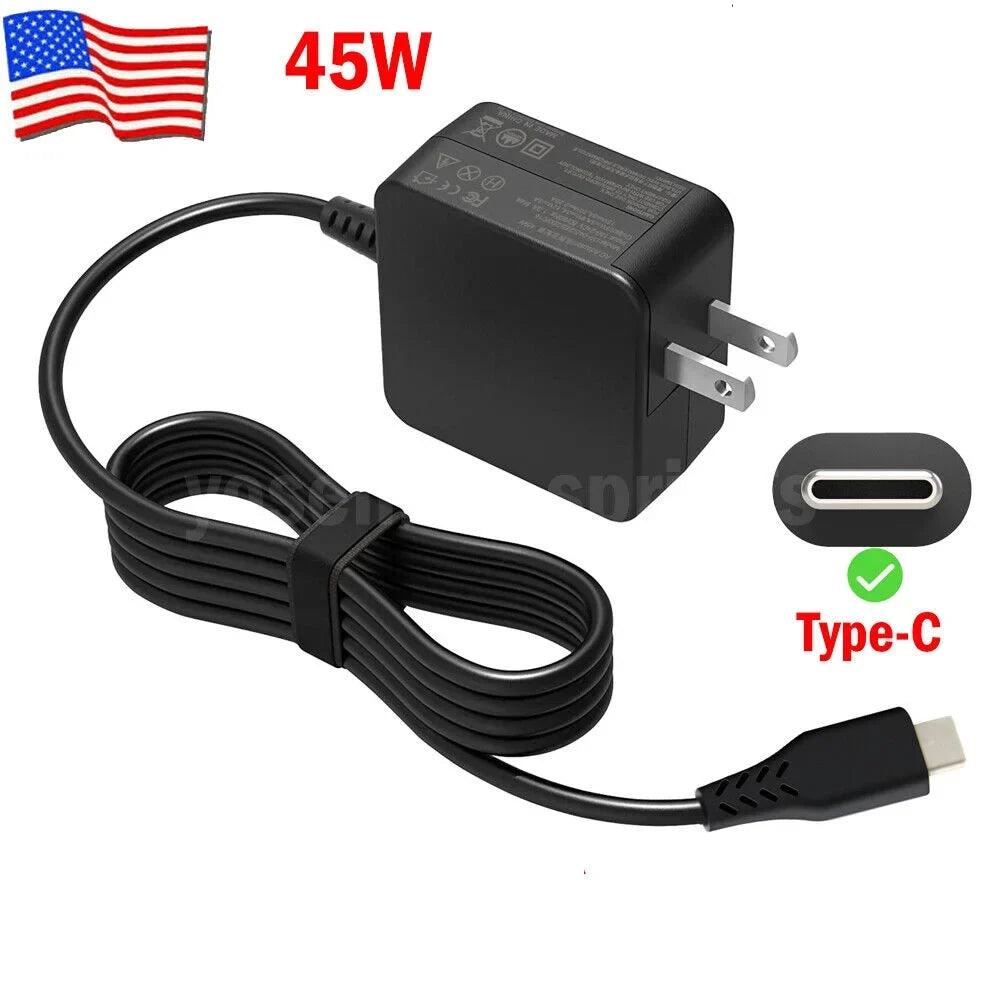45W Adapter USB AC Dell, C HP, Wall Laptop For Type Adapter Charger ASUS