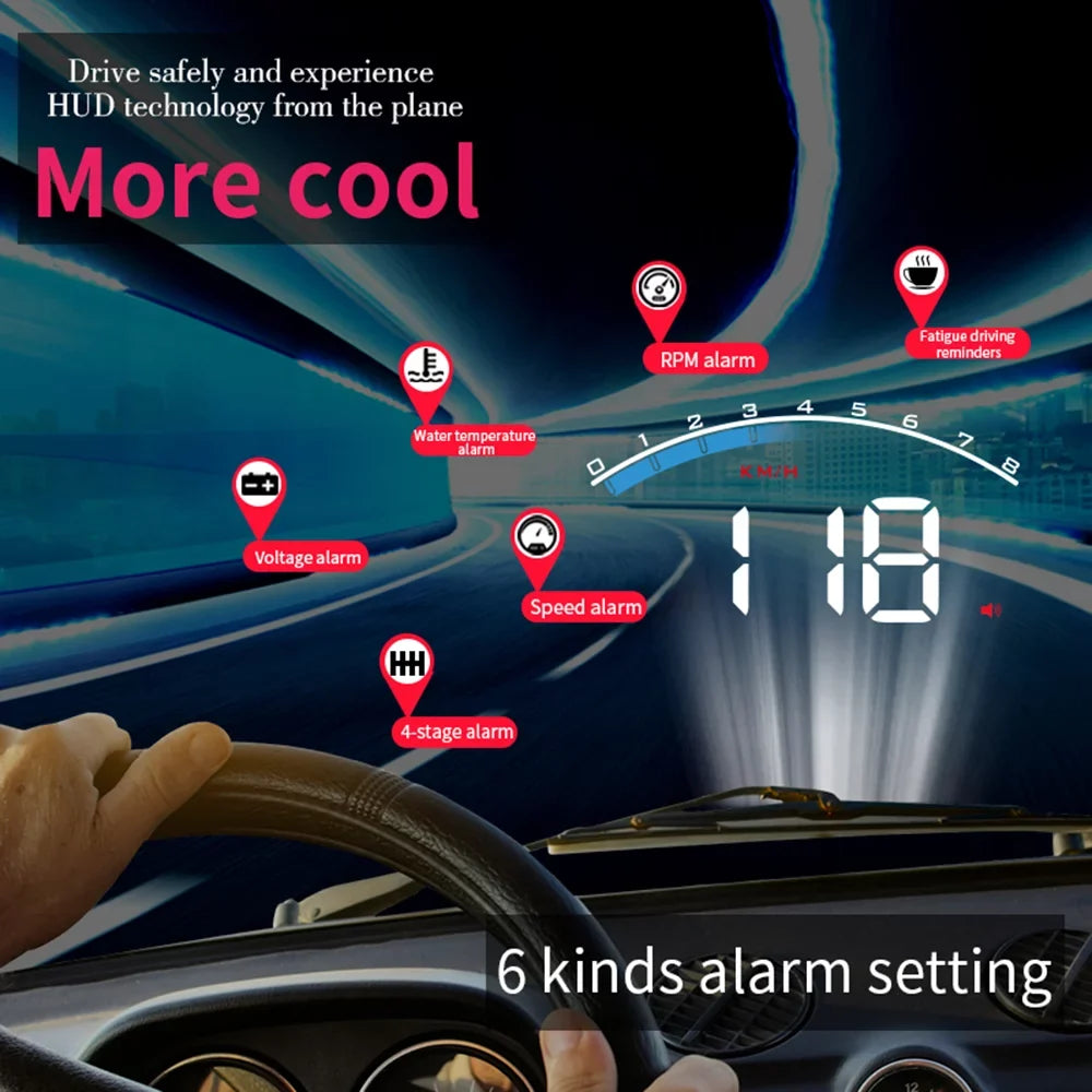 3.5" Projector Speed/Water Tachometer Display SUV Speedometer Temperature/Voltage Display II RV Truck Up LED Car ODB HUD Auto Carevas Head M6S Universal