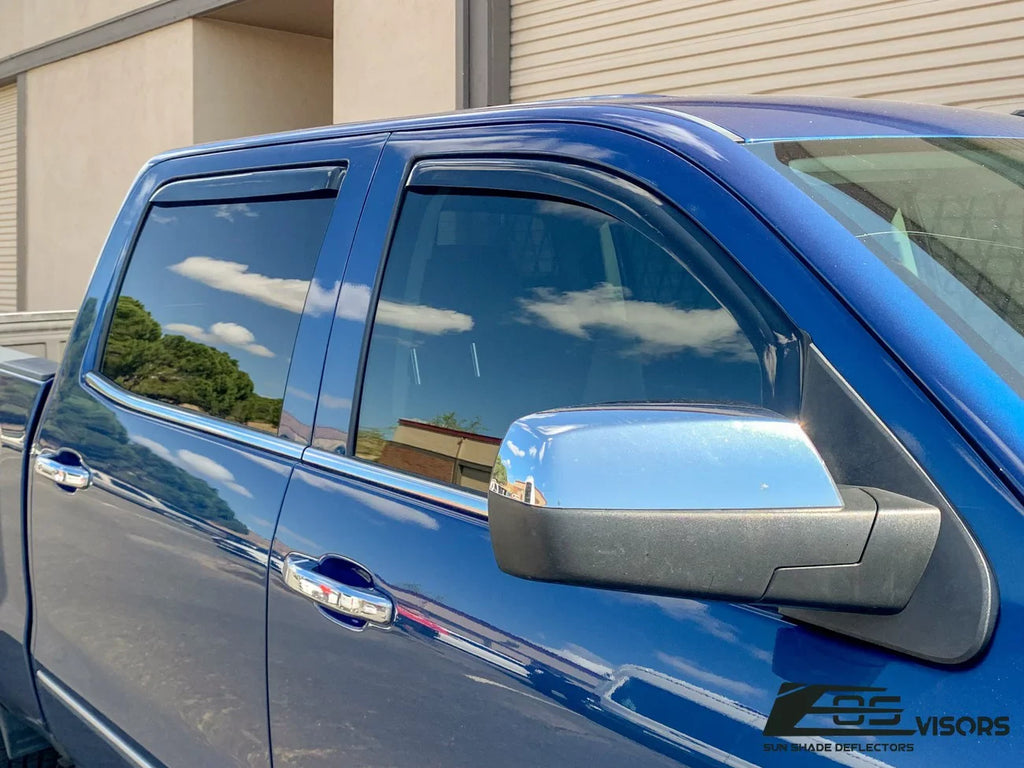 Fits Online Extreme Vents 2014-2018 TINTED ALL | EOS Style Side SMOKE Chevrolet Guards Silverado Models Cab Window Deflectors Store IN-CHANNEL 1500 Rain Visors Crew