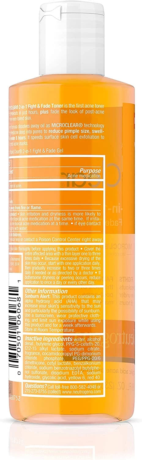 of (Pack 8 Neutrogena Fade 2) 2-in-1 Toner & Clear Fight oz Rapid