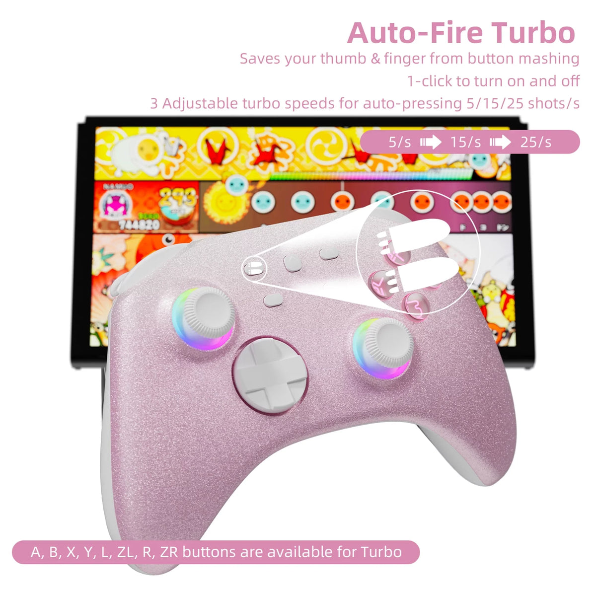 Pink Nintendo Wireless Violet Pokémon Switch Switch/OLED/Lite, Upgraded PC/IOS/Android/Steam for Game Pro for Controller and Switch Remote Disc