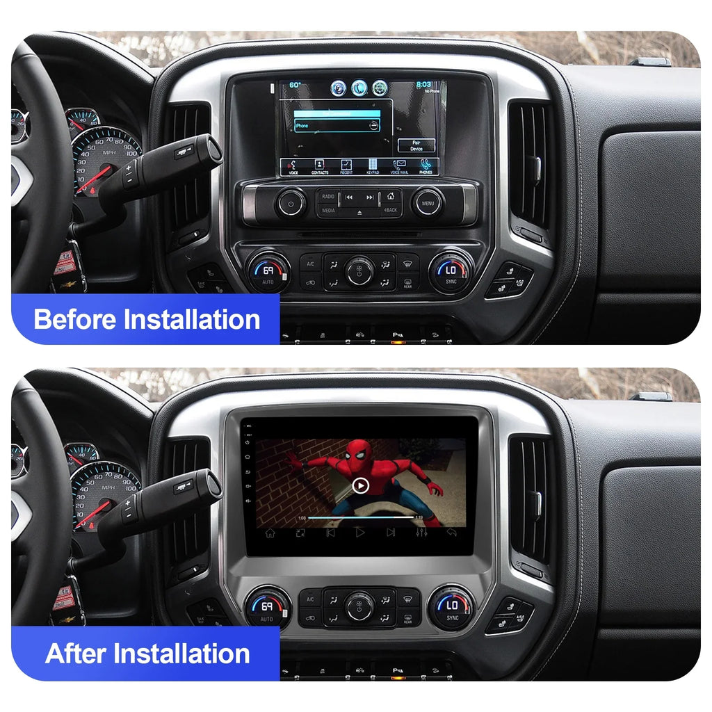 Touchscreen 10 Carplay/Android Inch 2+32G Din Camera Stereo with Silverado/GMC Radio for Built-in Car Auto/GPS/Bluetooth/FM/Backup Double Android 10.1 Sierra Wireless Chevrolet 2014-2018