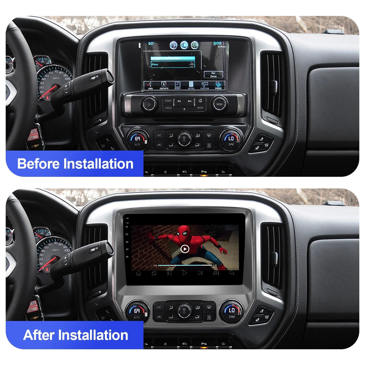 Touchscreen 10 Carplay/Android Inch 2+32G Din Camera Stereo with Silverado/GMC Radio for Built-in Car Auto/GPS/Bluetooth/FM/Backup Double Android 10.1 Sierra Wireless Chevrolet 2014-2018